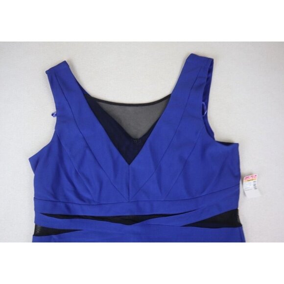 WOMEN'S BLUE BODYCON SHEATH PARTY DRESS MESH CUT-OUTS - DEB - SIZE 24W - - Picture 4 of 6